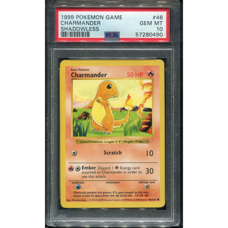 Charmander (BS 46) Base Set - Shadowless - PSA 10