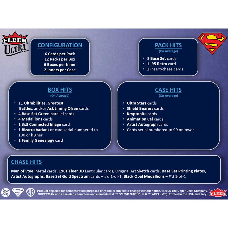 2026 Upper Deck Fleer Ultra SUPERMAN Trading Cards (Hobby Box)