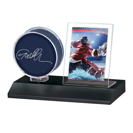 Hockey Puck & Card Wood Display Holder (Puck och Kort ingår inte)