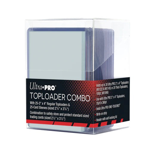 Regular Toploaders and Sleeves Combo (25ct) with Clear Storage Box