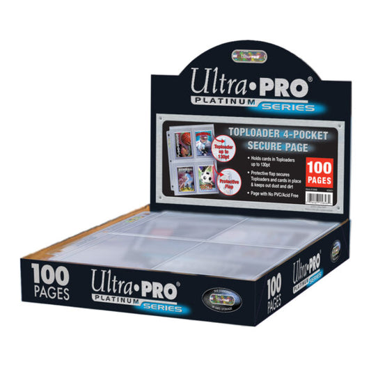 Plastficka 4-kort Ultra Pro Secure Platinum Page for Toploaders, 100-pack