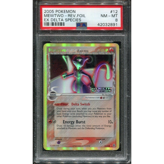 Mewtwo δ Delta Species (DS 12) EX Delta Species - Reverse - Stamped - PSA 8