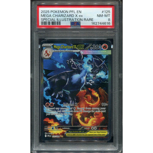 Mega Charizard X ex (PFL 125) Phantasmal Flames - PSA 8