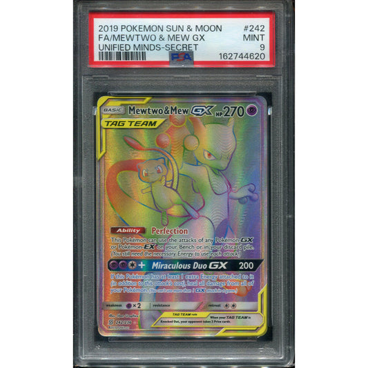 Mewtwo & Mew GX (UNM 242) Unified Minds - PSA 9