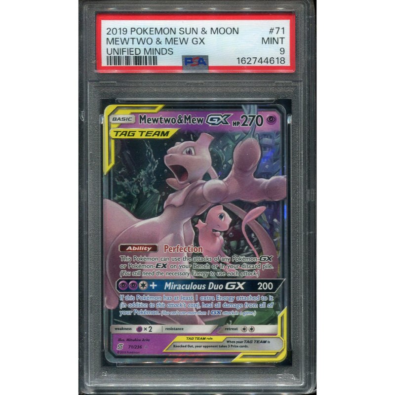 Mewtwo & Mew GX (UNM 71) Unified Minds - PSA 9