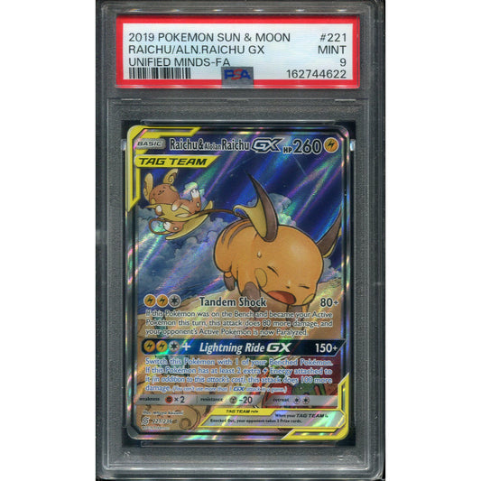 Raichu & Alolan Raichu GX (UNM 221) Unified Minds - PSA 9