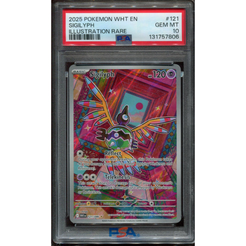 Sigilyph (WHT 121) White Flare - PSA 10