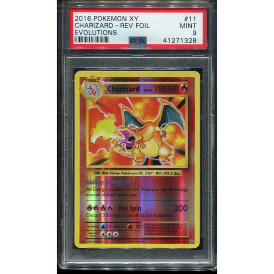 Charizard (EVO 11) Evolutions - Reverse - PSA 9