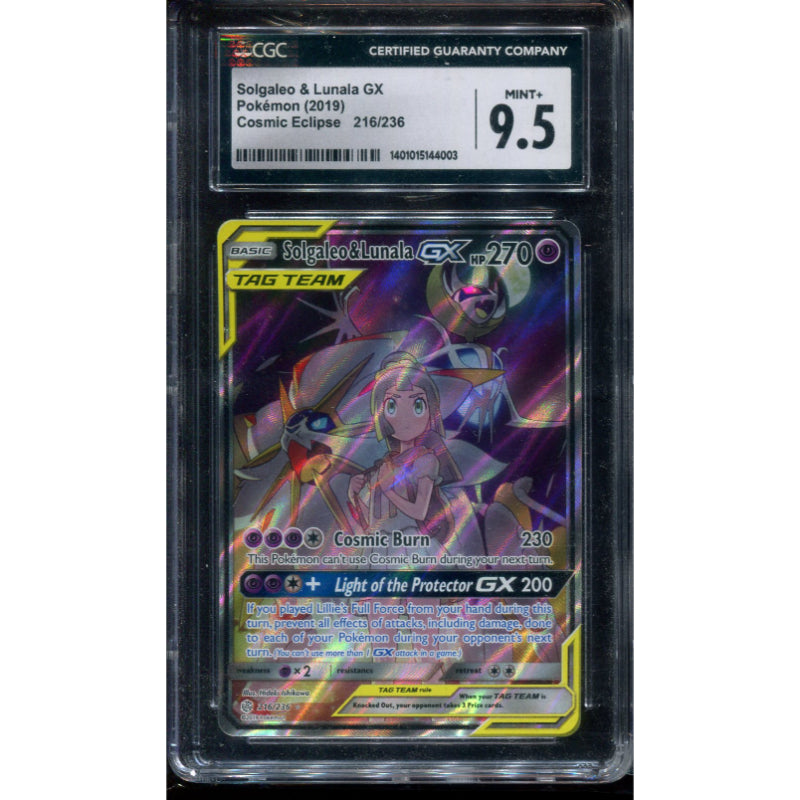 Solgaleo & Lunala GX (CEC 216) Cosmic Eclipse - CGC 9.5