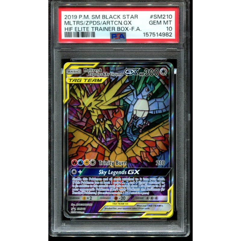 Moltres & Zapdos & Articuno GX (SM 210) SM Black Star Promos - PSA 10