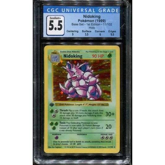 Nidoking (BS 11) Base Set - 1st Edition - Shadowless - CGC 5.5