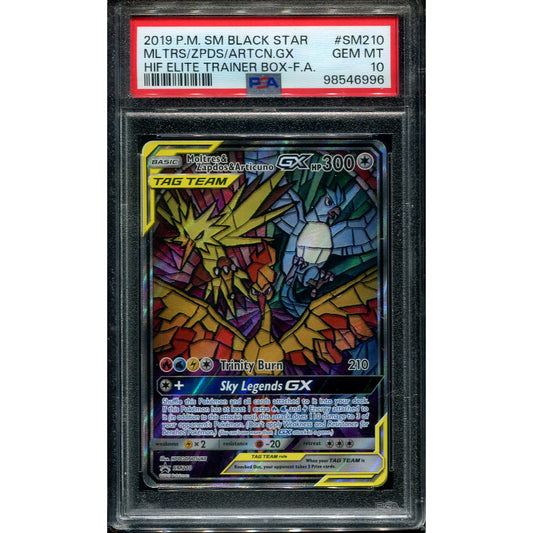 Moltres & Zapdos & Articuno GX (SM 210) SM Black Star Promos - PSA 10
