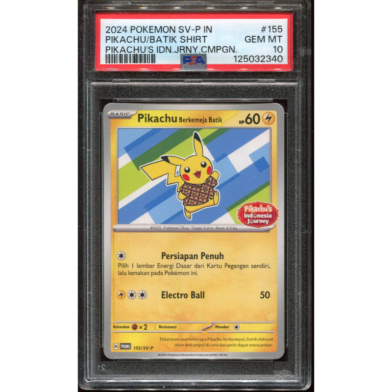 Pikachu Wearing a Batik Shirt (SV-P/ID 155) Scarlet & Violet Indonesian Promos - PSA 10
