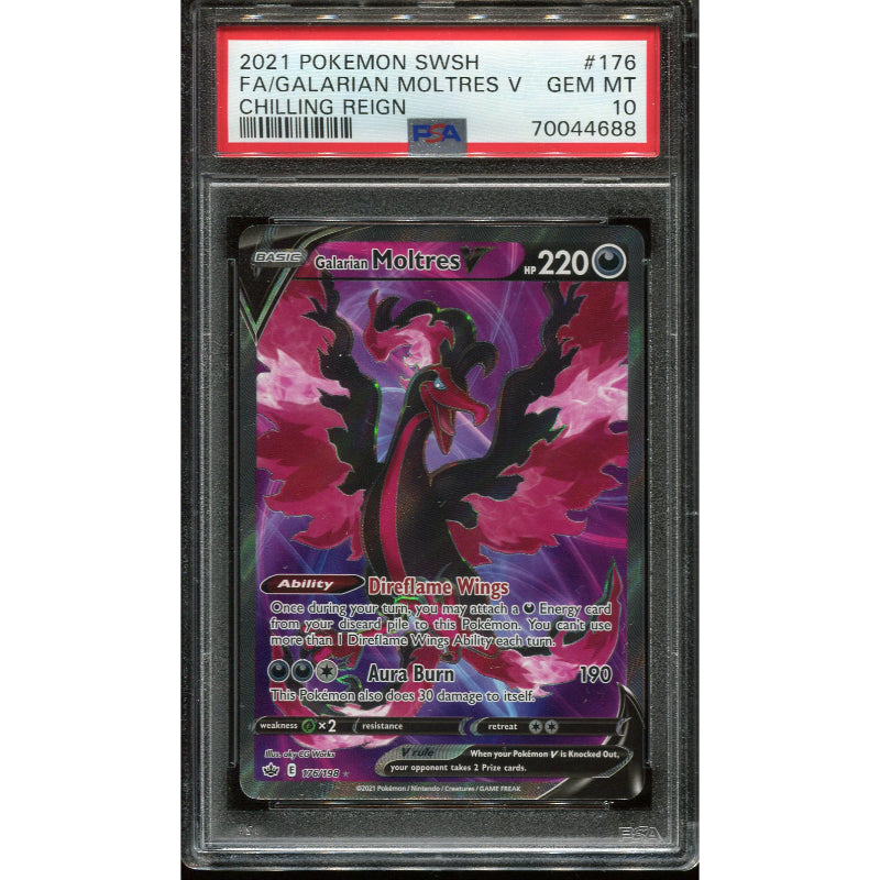Galarian Moltres V (CRE 176) Chilling Reign - PSA 10
