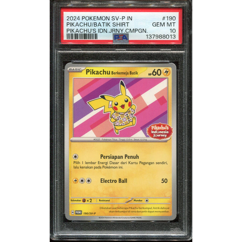 Pikachu Wearing a Batik Shirt (SV-P/ID 190) Scarlet & Violet Indonesian Promos - PSA 10