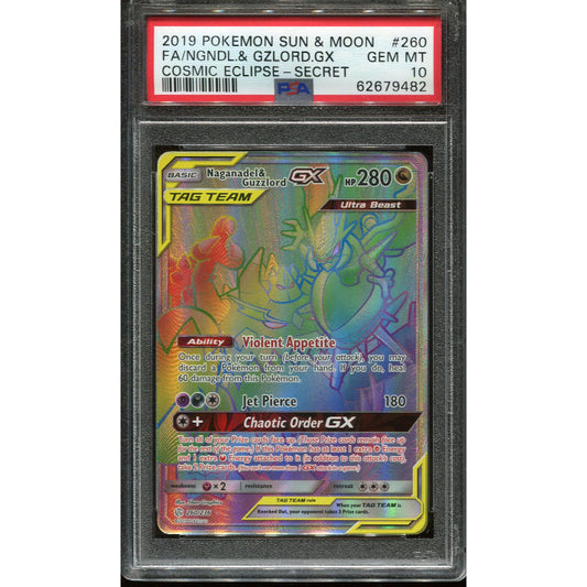 Naganadel & Guzzlord GX (CEC 260) Cosmic Eclipse - PSA 10