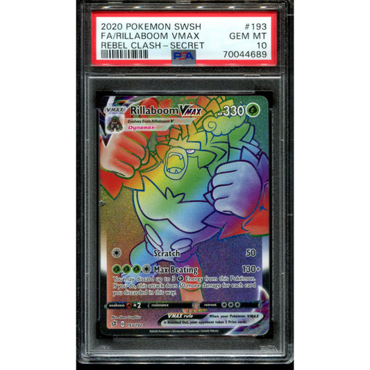 Rillaboom VMAX (RCL 193) Rebel Clash - PSA 10