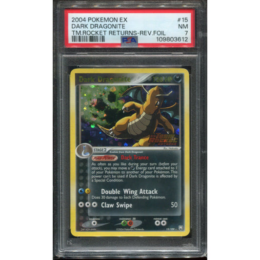 Dark Dragonite (TRR 15) EX Team Rocket Returns - Reverse - Stamped - PSA 7