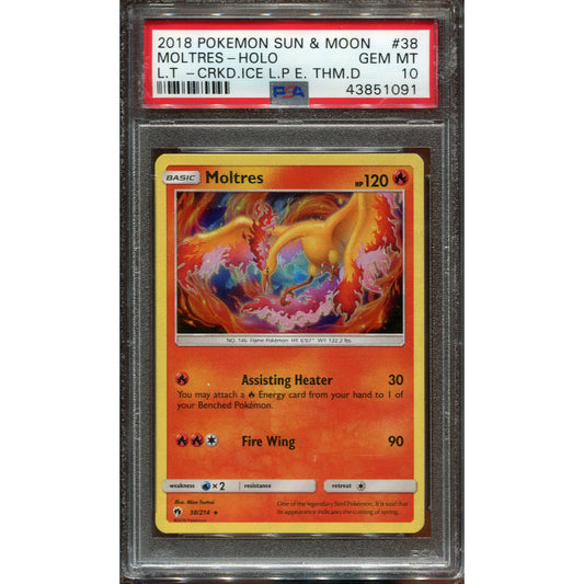 Moltres (LOT 38) Lost Thunder - Theme Deck - Cracked Ice Holo - PSA 10