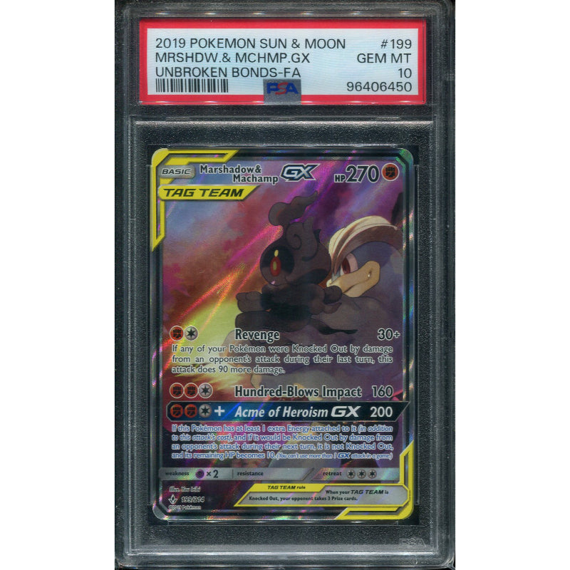 Marshadow & Machamp GX (UNB 199) Unbroken Bonds - PSA 10