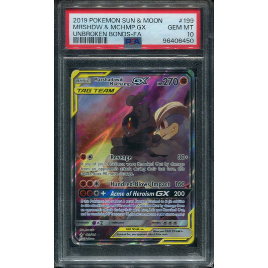 Marshadow & Machamp GX (UNB 199) Unbroken Bonds - PSA 10
