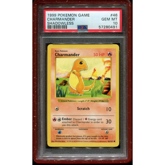 Charmander (BS 46) Base Set - Shadowless - PSA 10