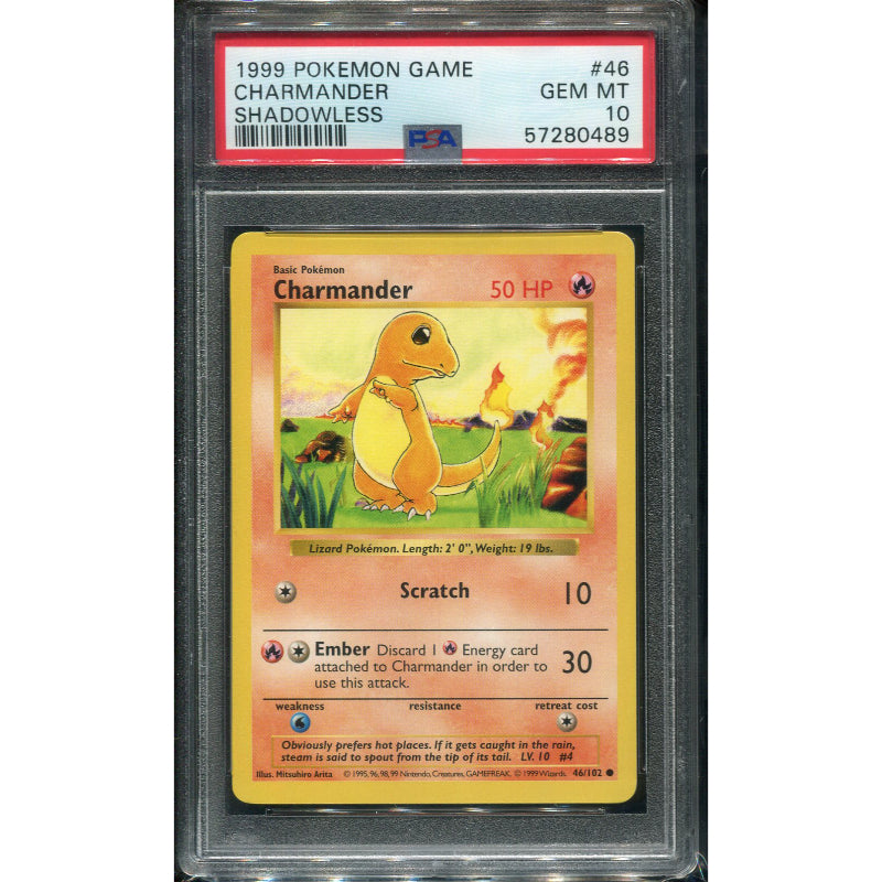 Charmander (BS 46) Base Set - Shadowless - PSA 10