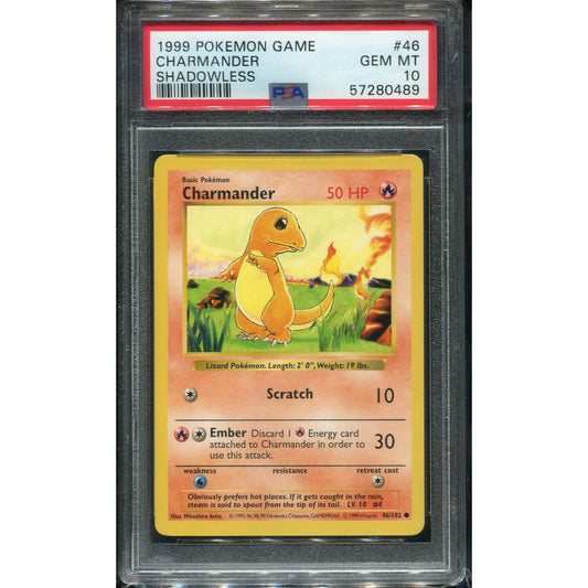 Charmander (BS 46) Base Set - Shadowless - PSA 10