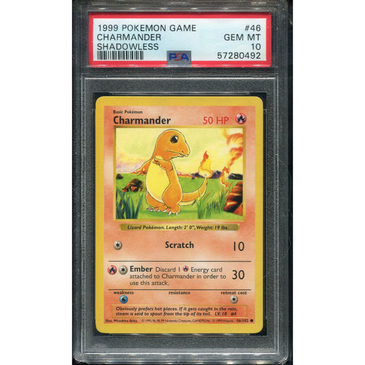 Charmander (BS 46) Base Set - Shadowless - PSA 10