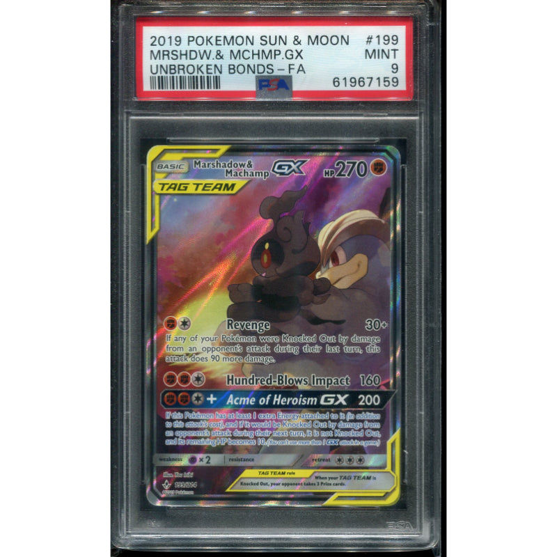 Marshadow & Machamp GX (UNB 199) Unbroken Bonds - PSA 9
