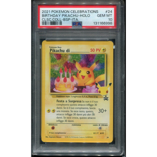 _____'s Pikachu (CEL WP 24) Celebrations - PSA 10 (Italian) *RARE*