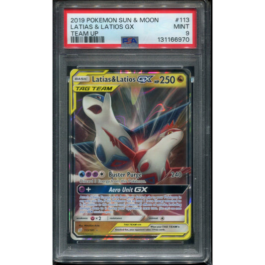 Latias & Latios GX (TEU 113) Team Up - PSA 9