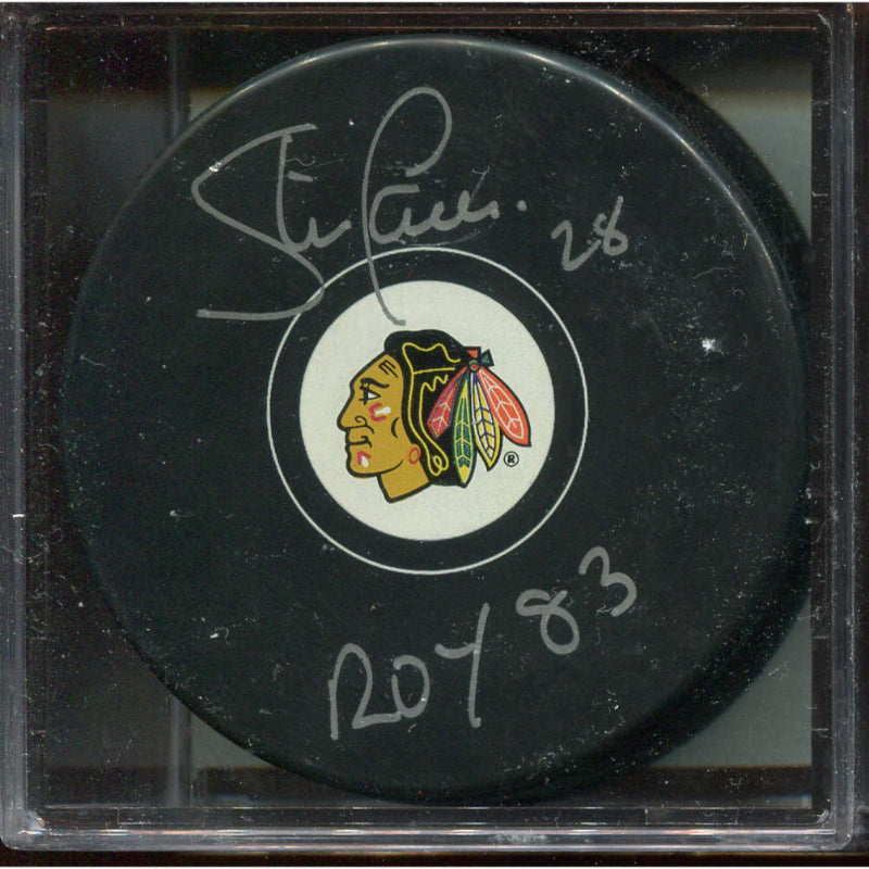 Signed Puck - Chicago Blackhawks - Steve Larmer - A.J Sports COA