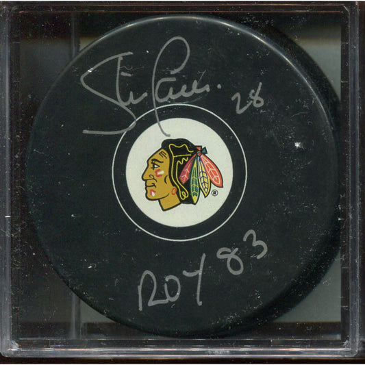 Signed Puck - Chicago Blackhawks - Steve Larmer - A.J Sports COA