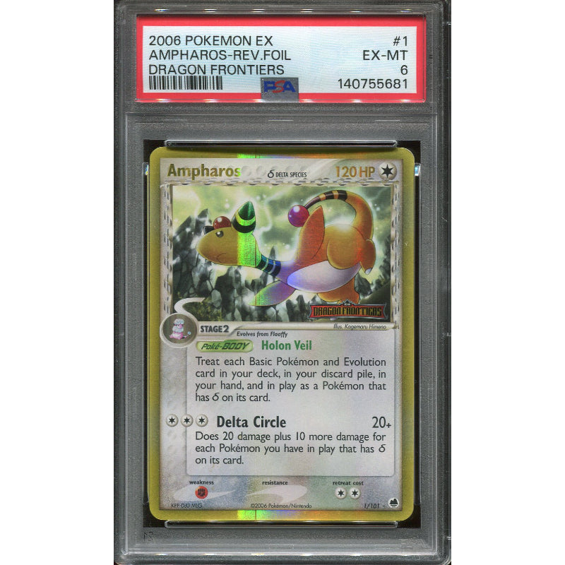 Ampharos δ Delta Species (DF 1) EX Dragon Frontiers - Reverse - Stamped - PSA 6