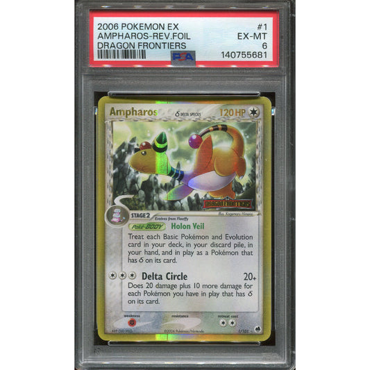 Ampharos δ Delta Species (DF 1) EX Dragon Frontiers - Reverse - Stamped - PSA 6