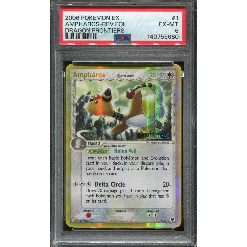 Ampharos δ Delta Species (DF 1) EX Dragon Frontiers - Reverse - Stamped - PSA 6