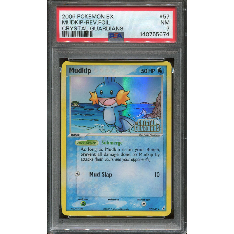 Mudkip (CG 57) EX Crystal Guardians - Reverse - Stamped - PSA 7