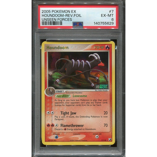 Houndoom (UF 7) EX Unseen Forces - Reverse - Stamped - PSA 6