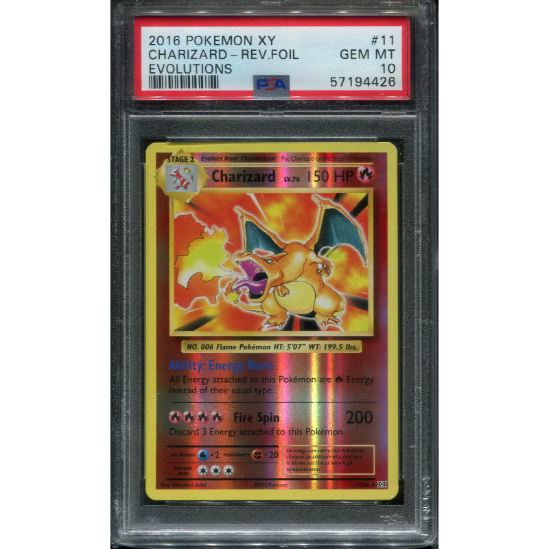 Charizard (EVO 11) Evolutions - Reverse - PSA 10