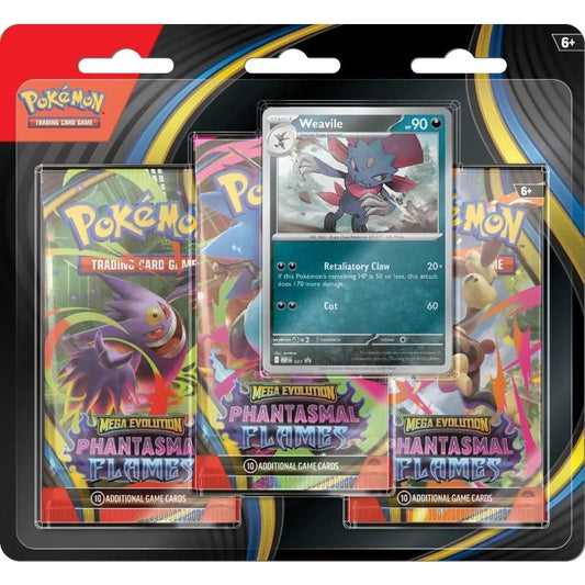 Pokémon, Mega Evolutions, ME02: Phantasmal Flames, 3-Pack Blister: Weavile (Max 1 per person)