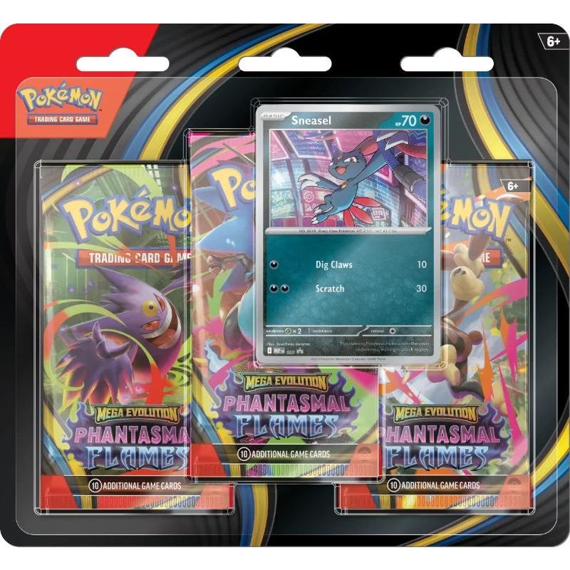 Pokémon, Mega Evolutions, ME02: Phantasmal Flames, 3-Pack Blister: Sneasel (Max 1 per person)
