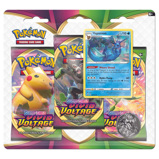 Pokémon, Scarlet & Violet: Vivid Voltage, 3-Pack Blister: Vaporeon
