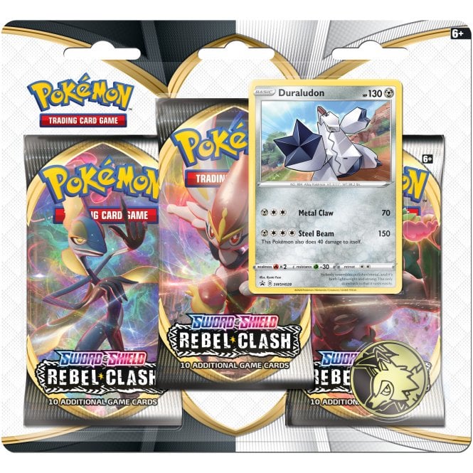 Pokémon, Scarlet & Violet: Rebel Clash, 3-Pack Blister: Duraludon