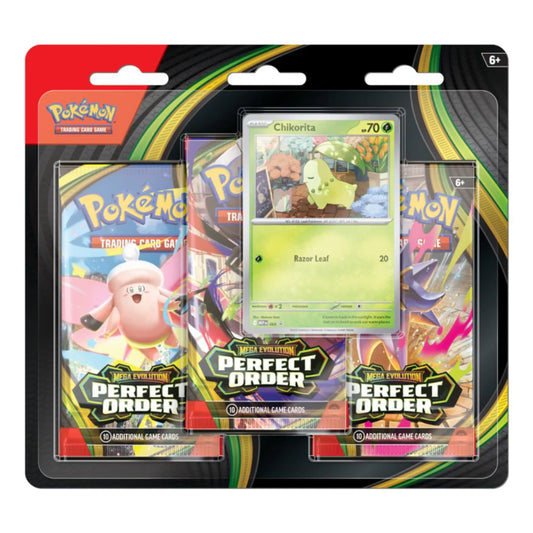 Pokémon, Mega Evolutions, ME03: Perfect Order, 3-Pack Blister: Chikorita