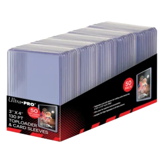 Toploader 3x4" Super Thick 130pt Toploaders & Thick Card Sleeves Combo 50ct pack