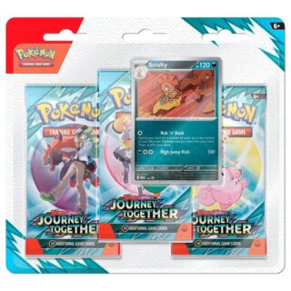Pokémon, Scarlet & Violet 9: Journey Together, 3-pack blister, Scrafty (Max 1 per hushåll)